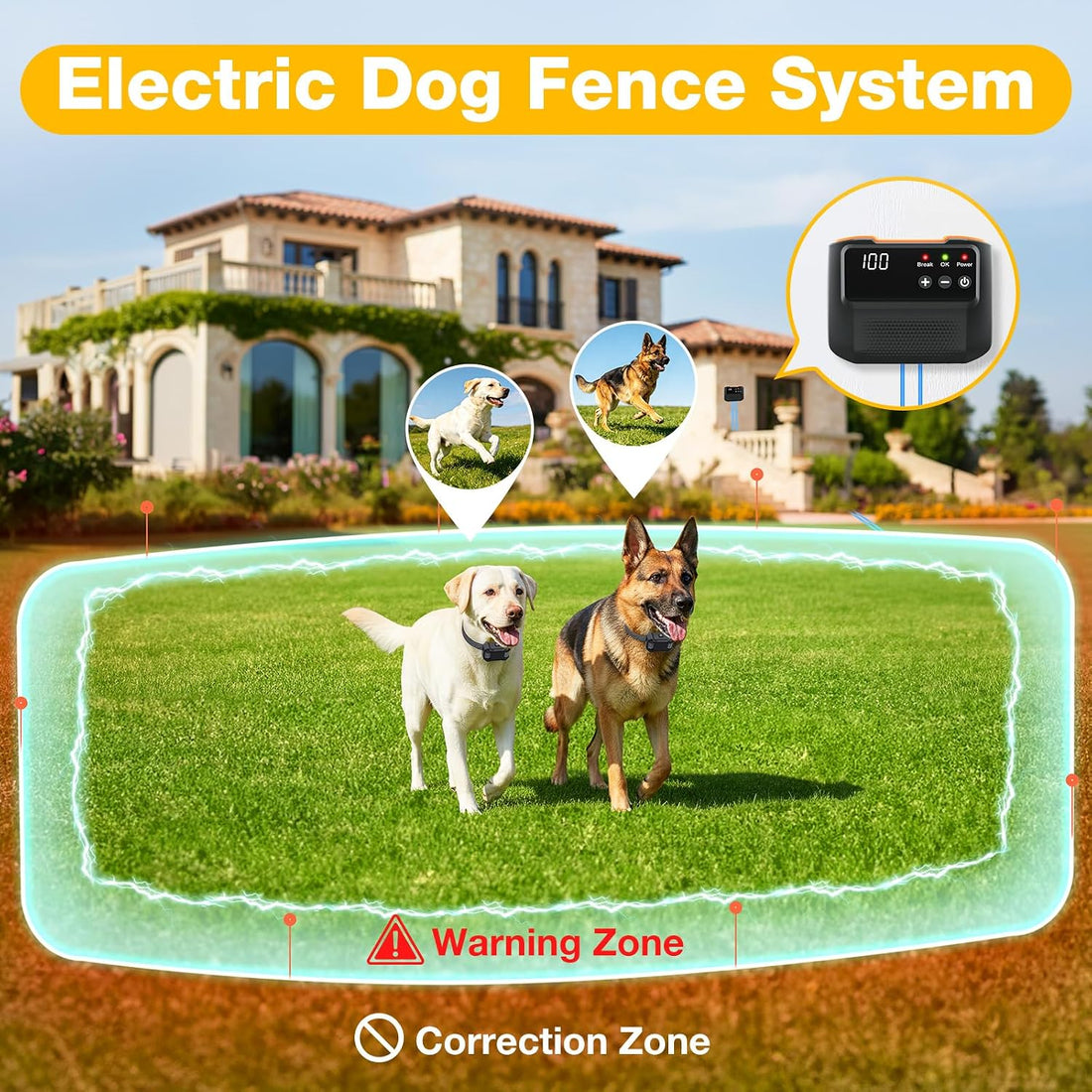 Electric Fence for Dogs - Covers up to 1/2 Acre
