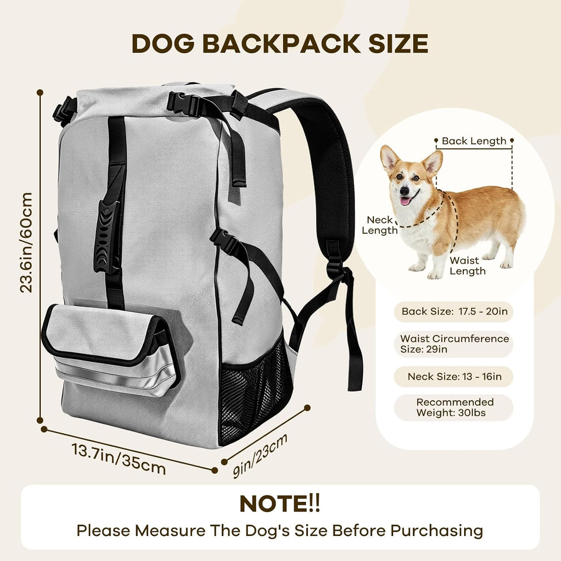 Dog Carrier Backpack, Ventilated Mesh Dog Carrier with Built-in Leash