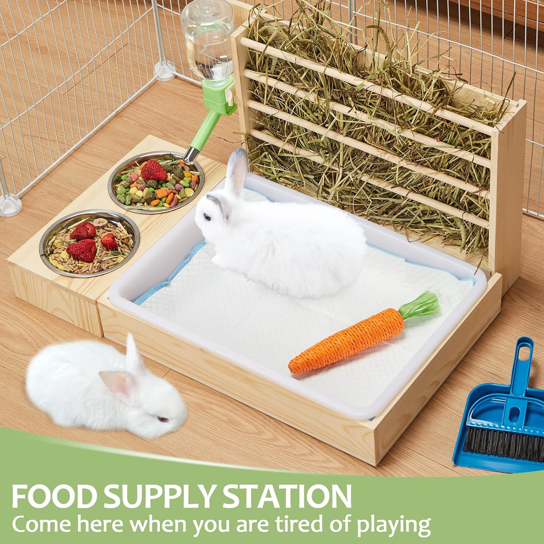 4 in 1 Rabbit Hay Feeder with Litter Box