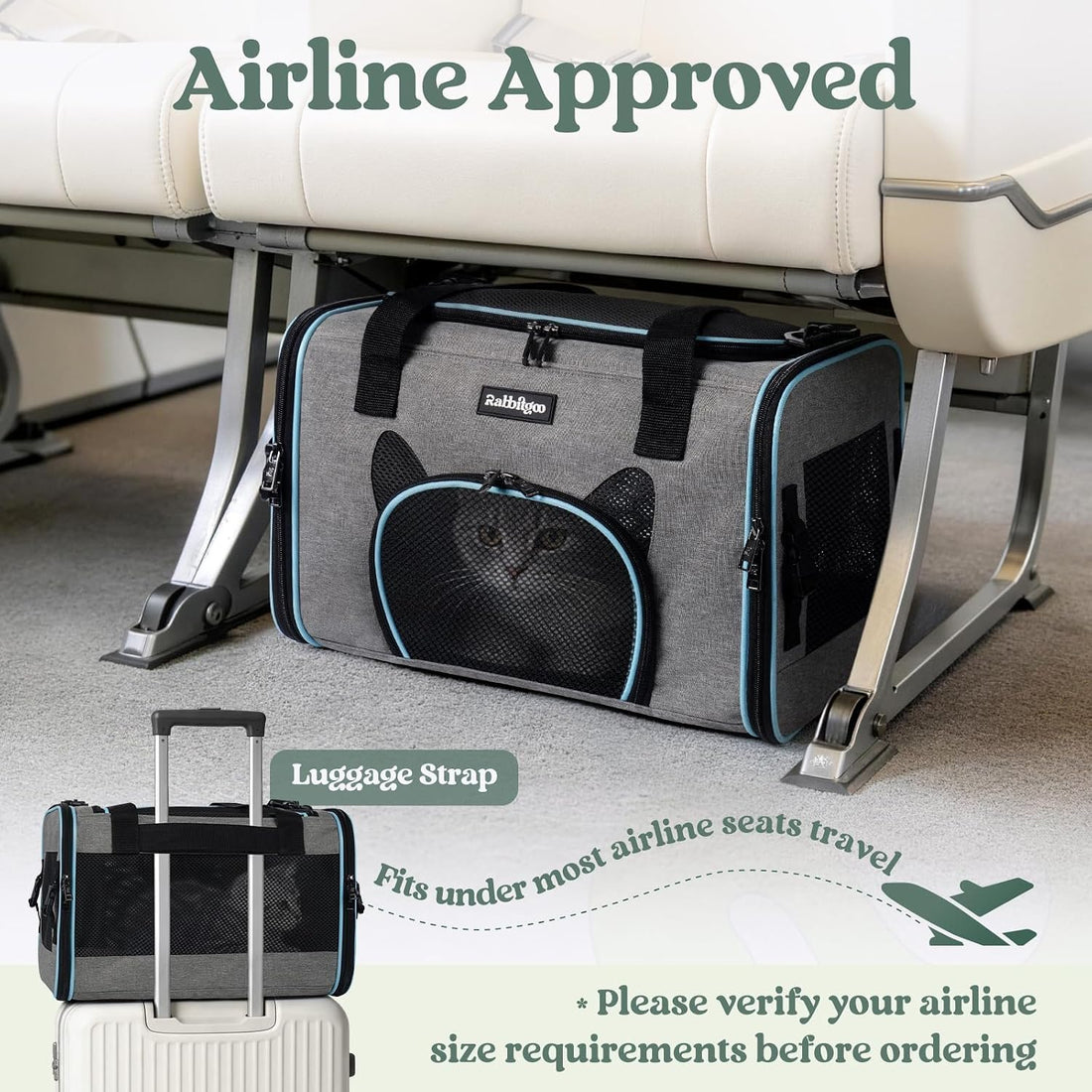 rabbitgoo Cat Carrier Soft with Safety Buckles