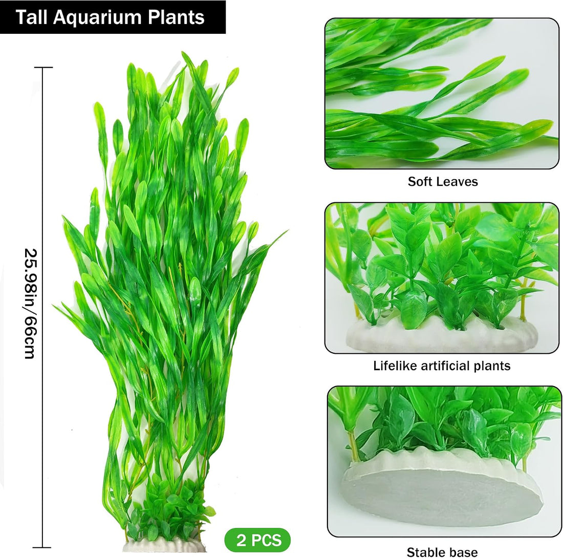 25.98 Inch Tall Aquarium Plants – 2 Pcs Fish Tank Plants Plastic