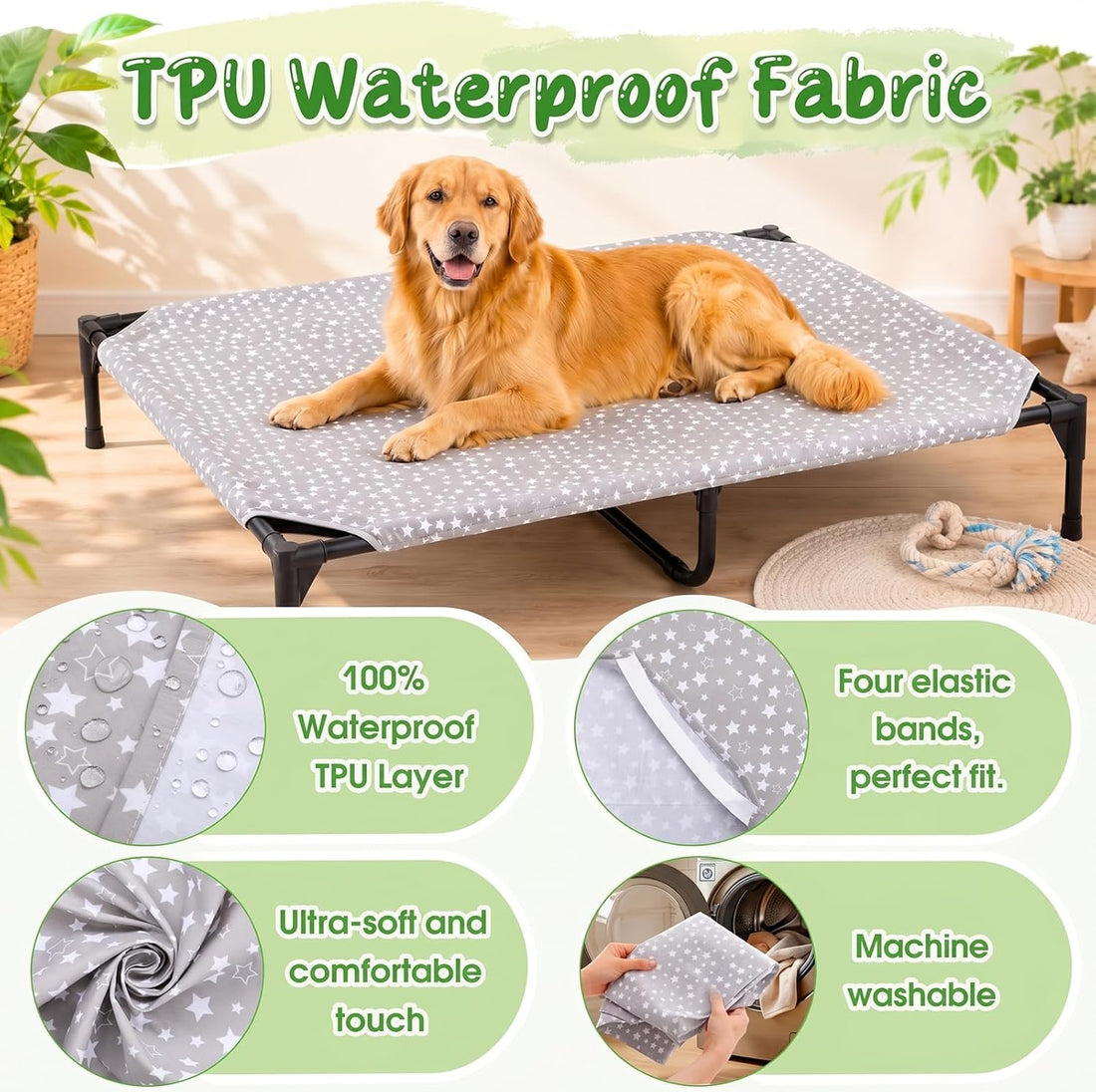 Dog Bed Cot Pad for Elevated Dogs Cot & Crate 40x28 Inch, Only Cover