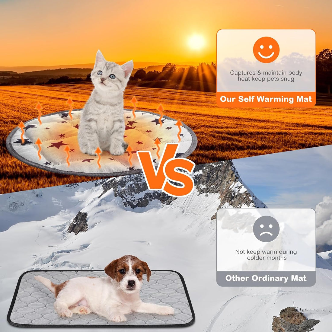 Namalu 4 Pack Self Warming Cat Bed Self Heating Cat Mat Star Pattern