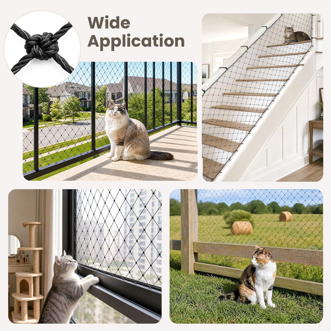 Cat Netting Balcony, 10 x 13 ft Steel Wire Reinforced Mesh for Pets