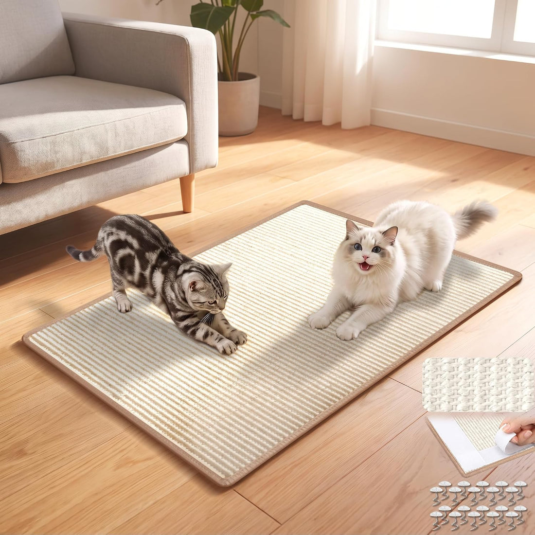 Sisal Cat Scratching Mat: 31.5"x23.6" Large Scratch-Resistant Pad