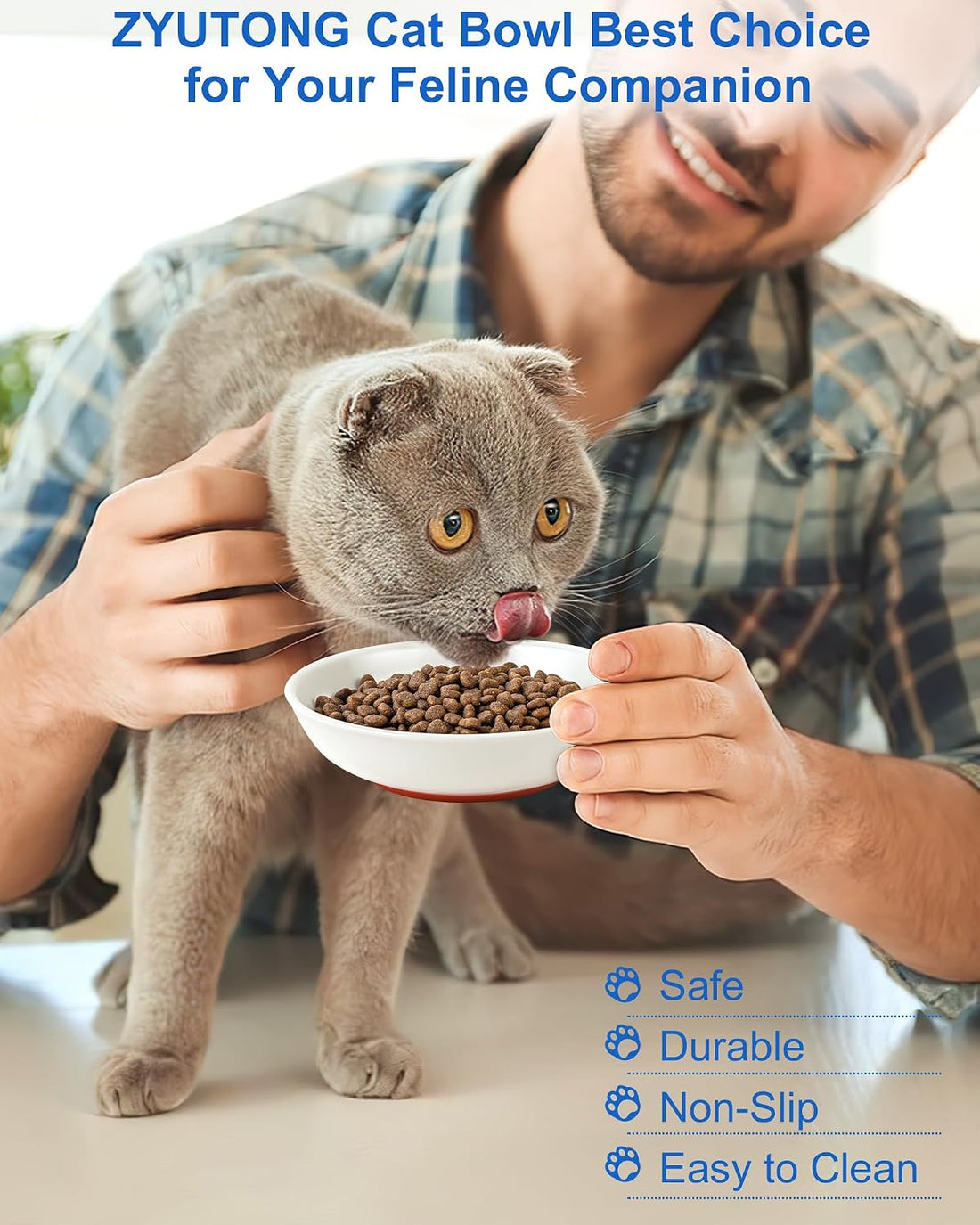 Ceramic Cat Bowl Whisker Friendly, Non-Slip Cat Food Bowls 3-Pack