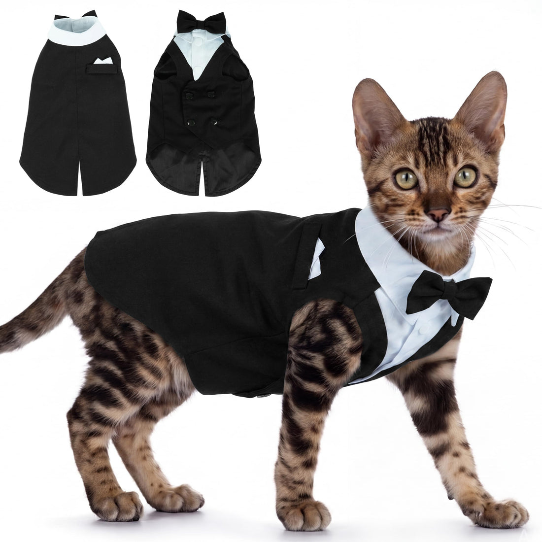 PUMYPOREITY Cat Tuxedo Suit Formal Wear with Bow Tie