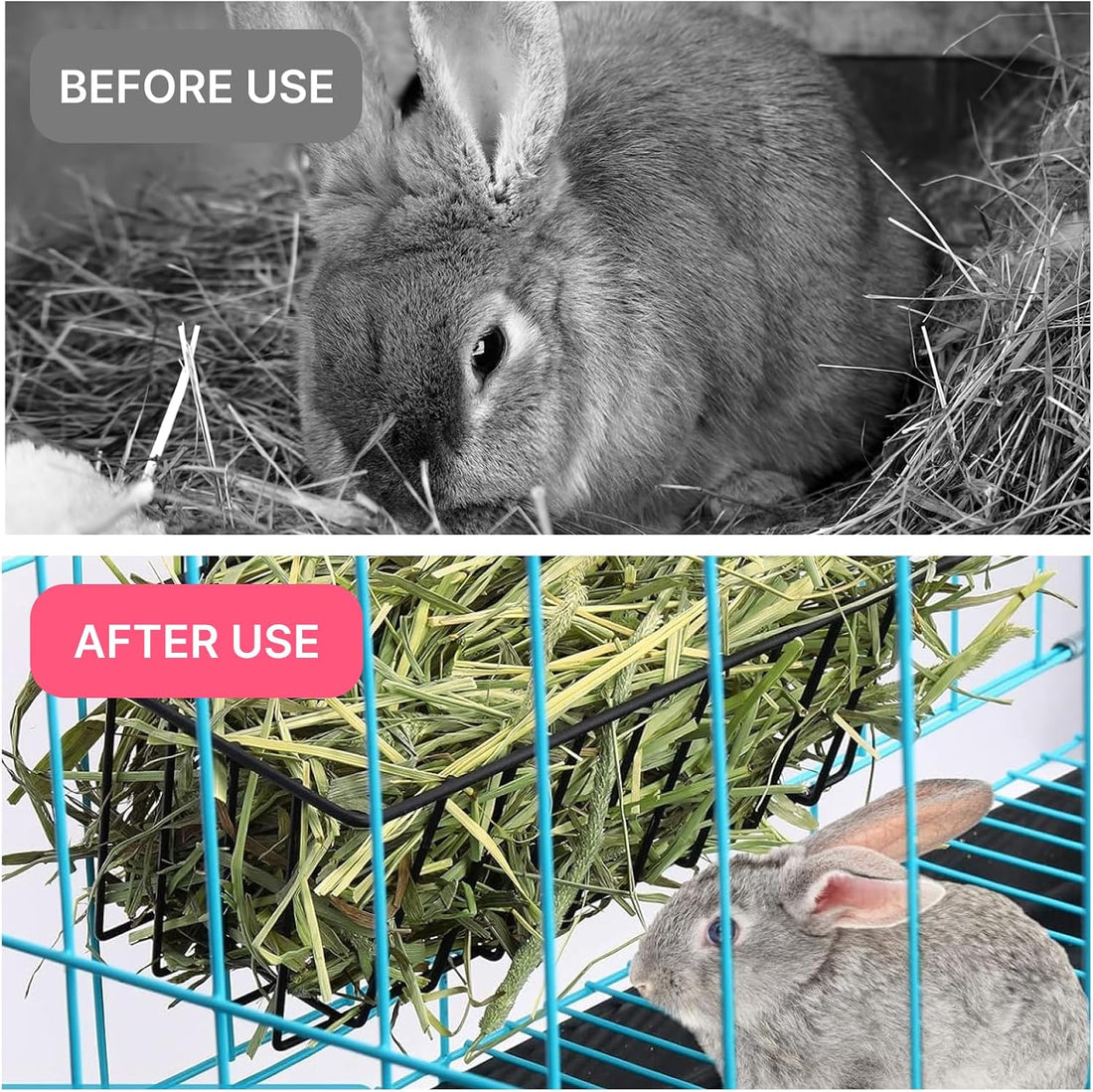 4 Pcs Rabbit Hay Feeder, Metal Rabbit Hay Rack with Hooks
