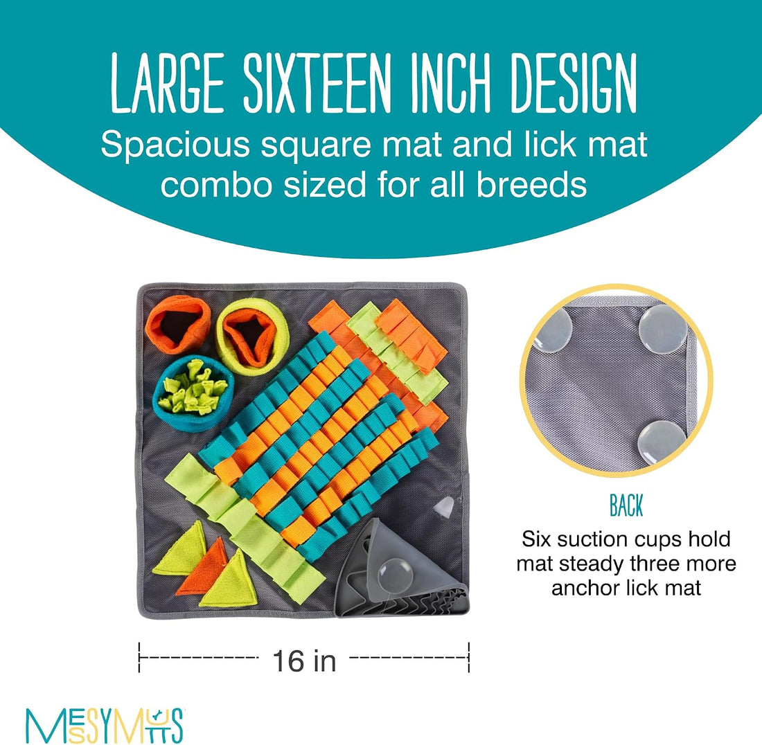 Messy Mutts Square Snuffle and Lick Mat for Dogs, 16 Inch