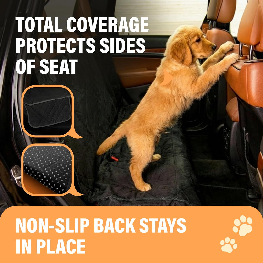 Active Pets Black Car Rear Seat Cover for Dogs