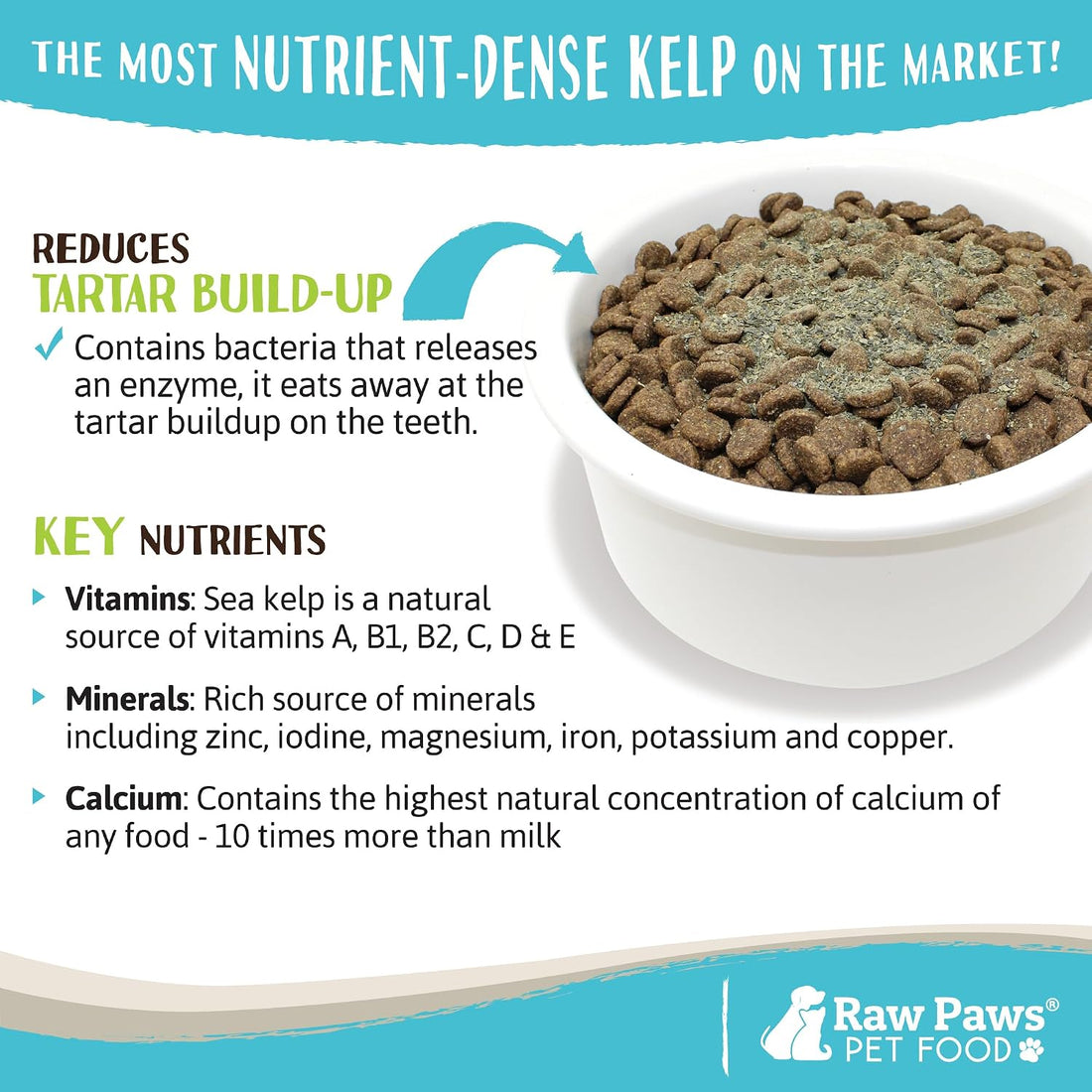 Raw Paws Organic Kelp Powder for Dogs & Cats - Supports Thyroid