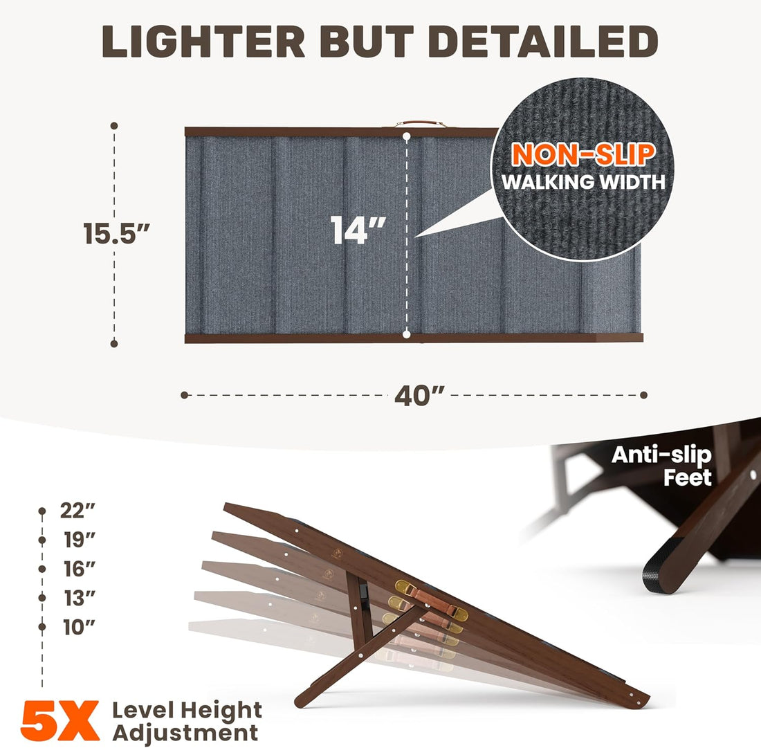 Foldable Dog Ramp for Couch - Portable Dog Ramps for Bed
