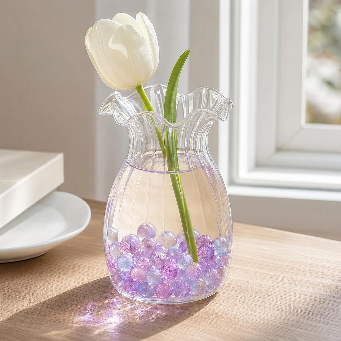 10 Pcs Purple Glass Marbles 12mm for Vase and Aquarium Decor ﻿
