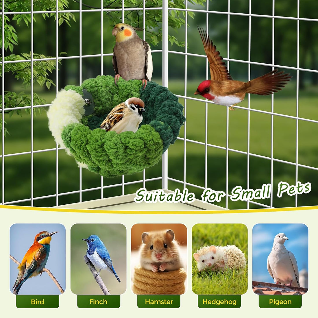 Admaison Bird Nest for Cage,Plush Hanging Bird Bed