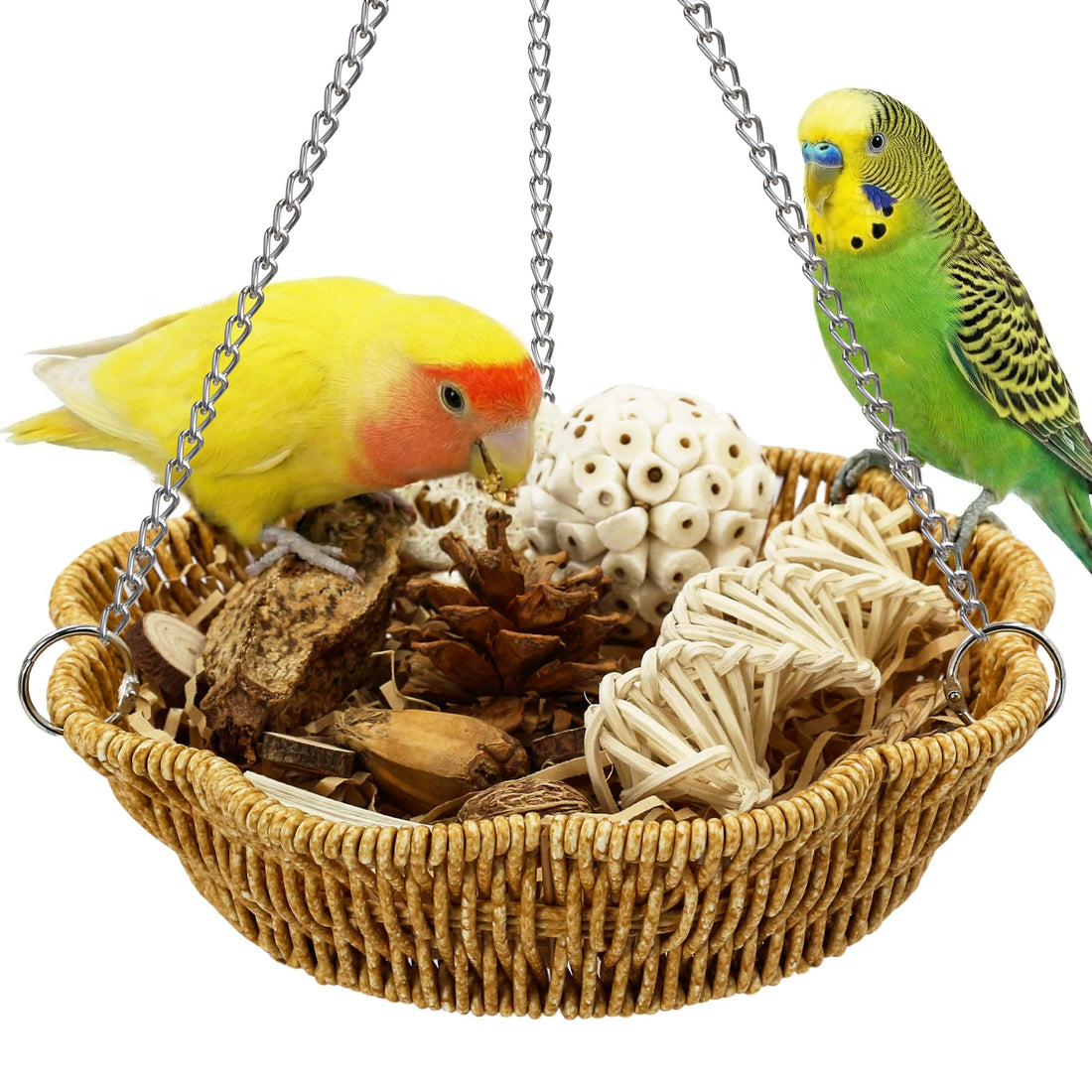 Jevnd 20Pcs Bird Foraging Toy Set with Hanging Basket