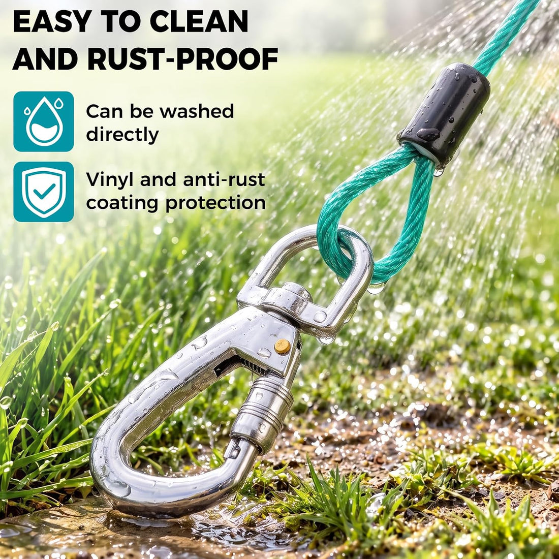 Snagle Paw Tie Out Cable for Dogs, 50FT Dog Leads for Yard Chew Proof