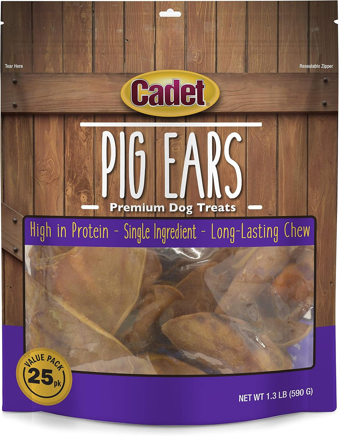Cadet Natural Pig Ears for Dogs (25 Count)