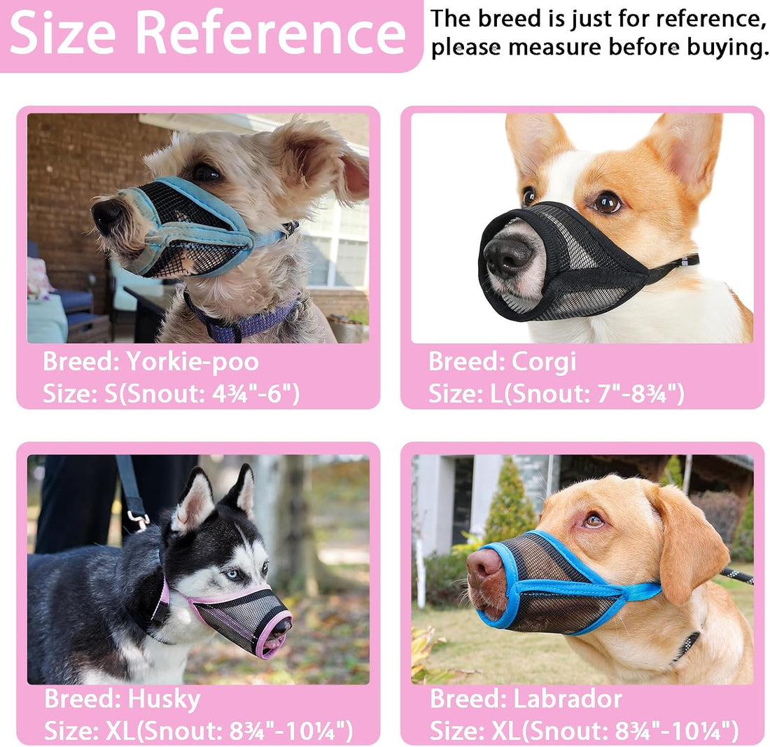 LUCKYPAW Mesh Dog Muzzle for Small Medium Dogs to Prevent Biting