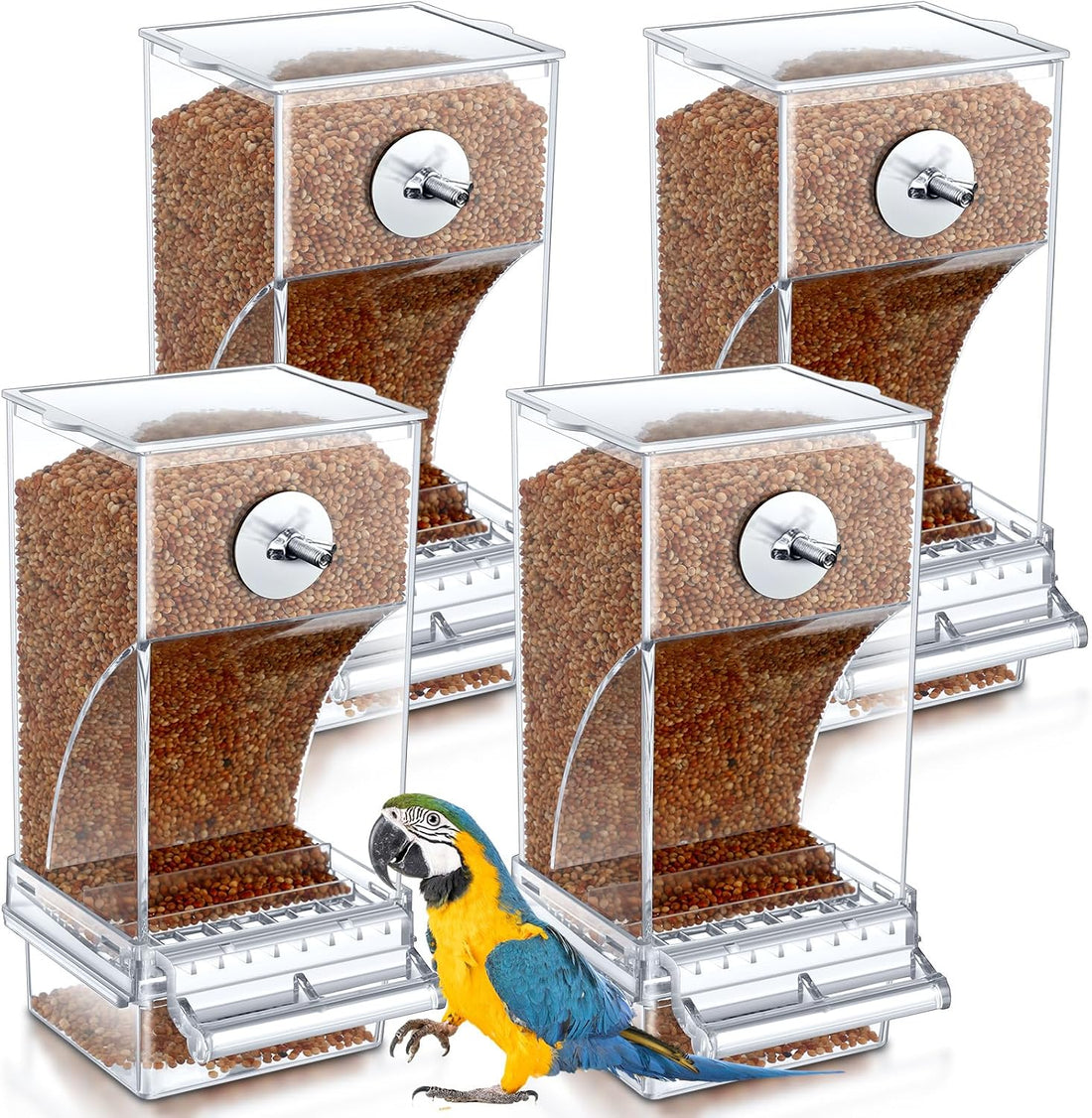 Yaomiao 4 Pcs No Mess Bird Feeders Automatic Parrot Water Dispenser