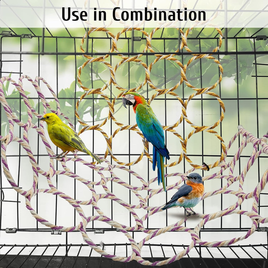 BNOSDM Bird Climbing Net 4Pcs Parrot Hemp Rope Ladder Budgie Climbing