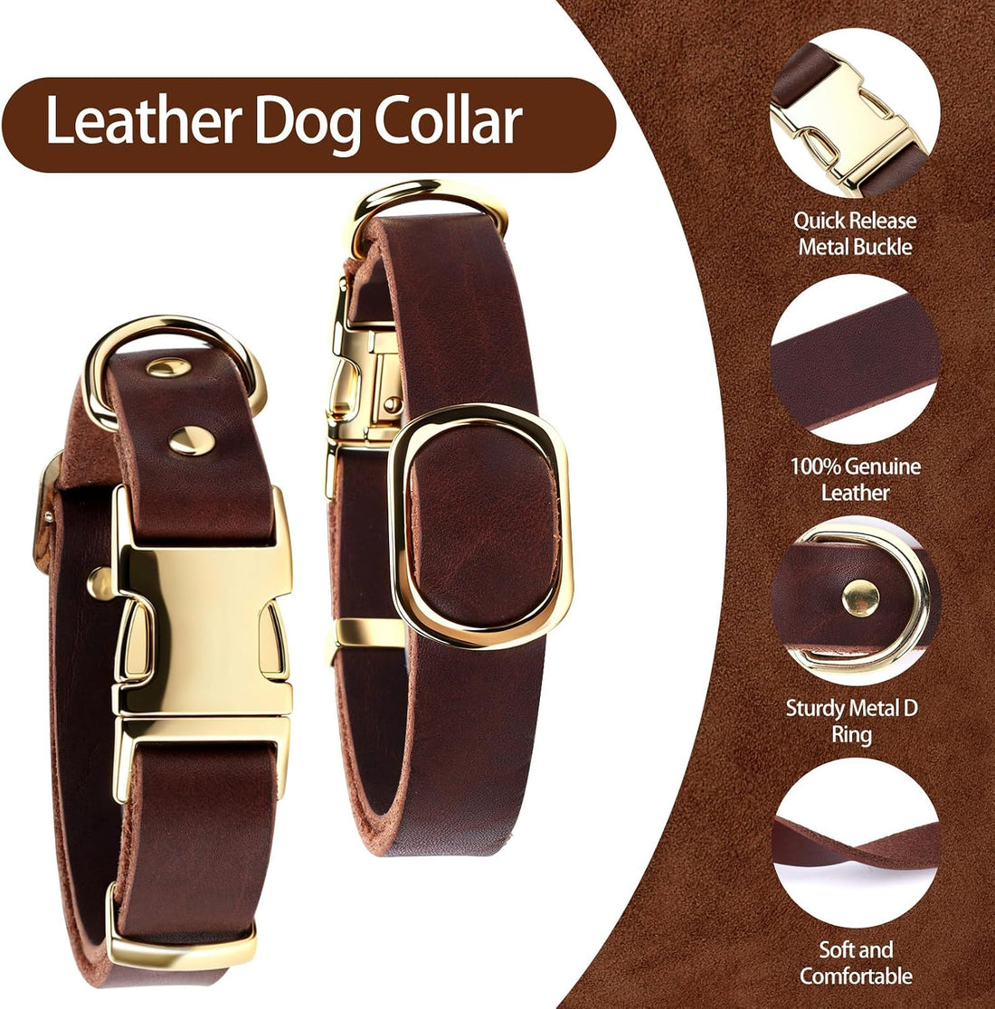 Leather Dog Collar and Leash Set