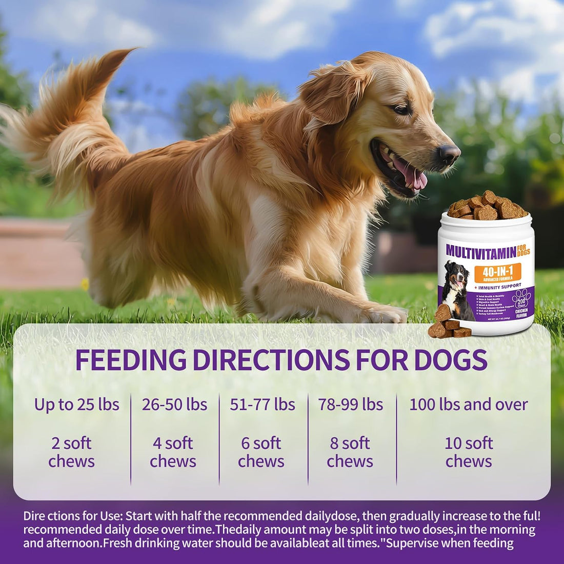 40 in 1 Dog Vitamins and Supplements 200Ct Dog Multivitamin Chewable