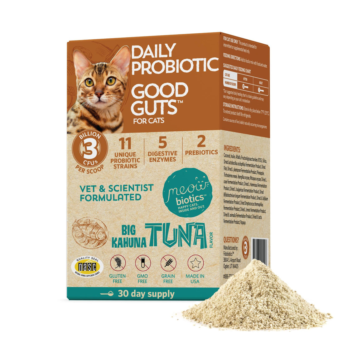 Meowbiotics Good Guts for Cats Probiotic Powder, 11 Probiotic Strains