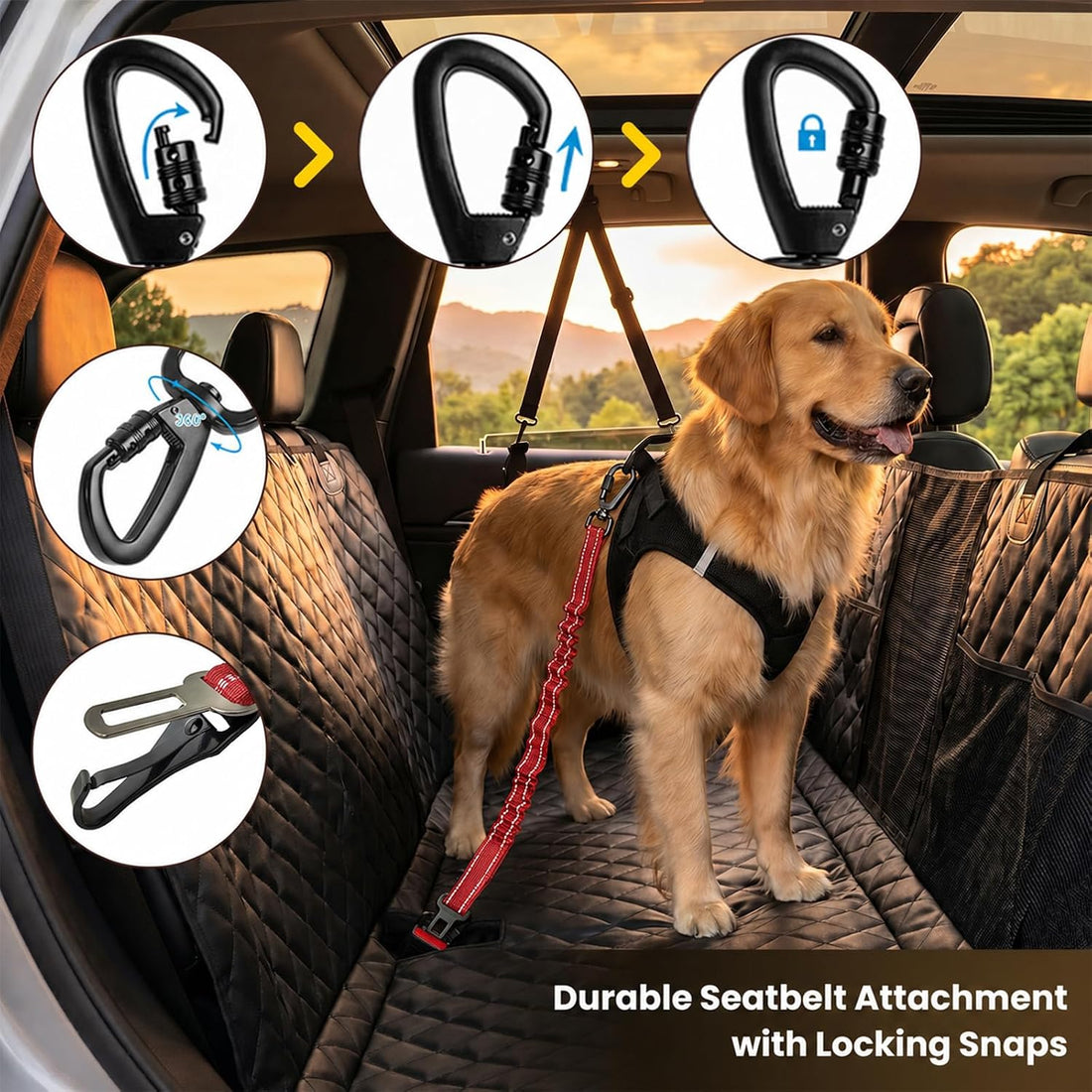 Dog Seat Belt for Car, 3-in-1 Adjustable Dog Seatbelt