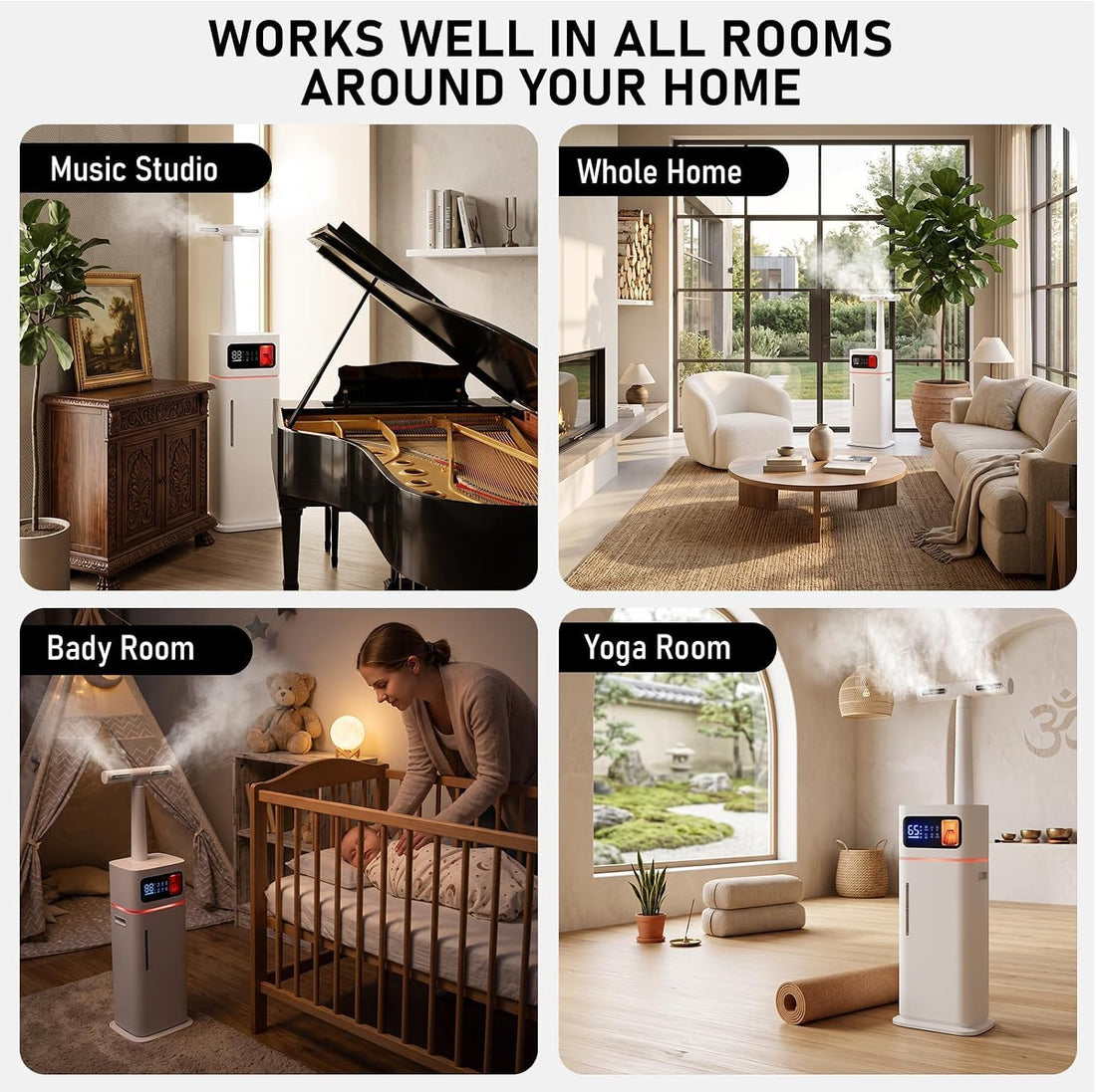 20L Cool Mist Humidifier for Large Rooms, Top Fill with Remote Control