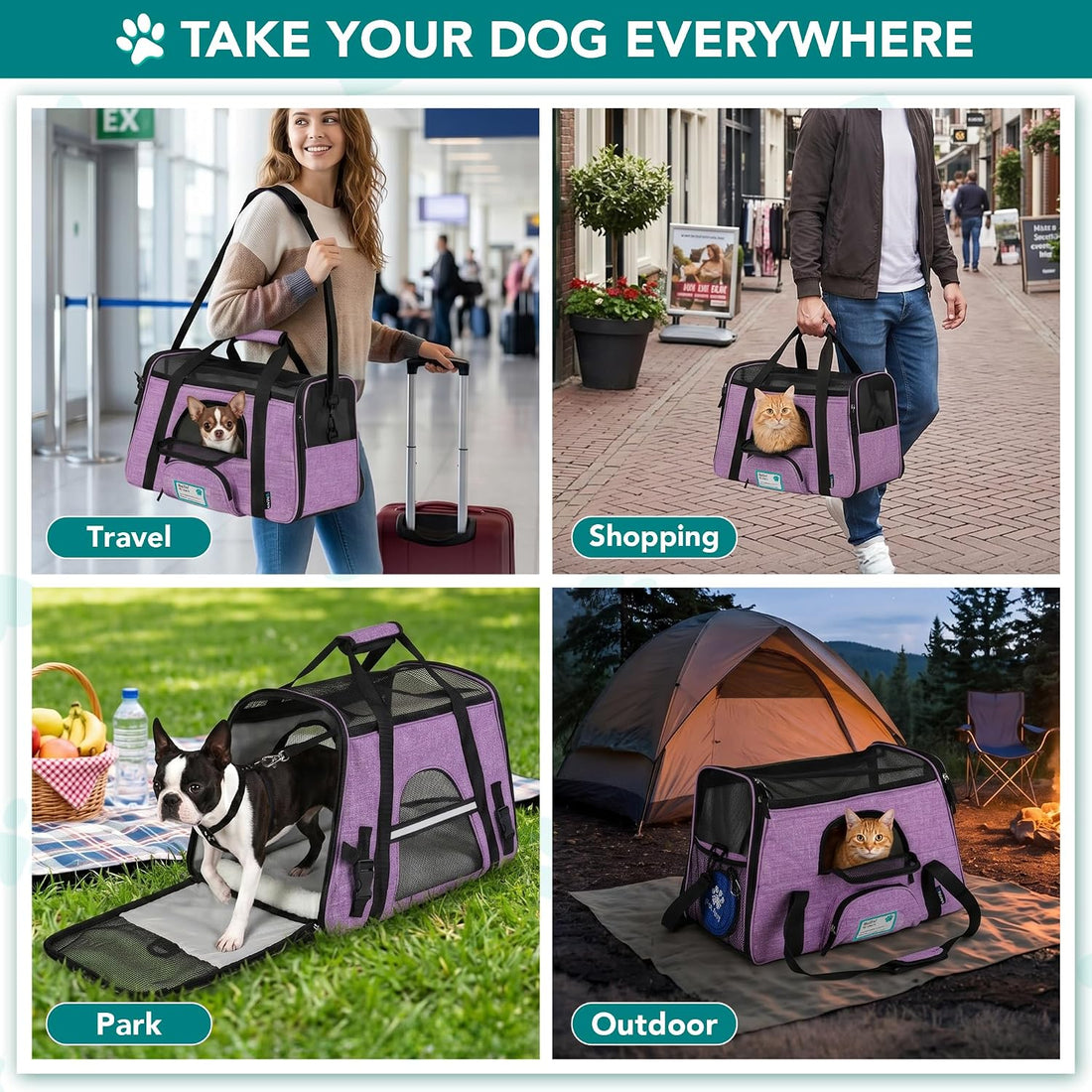 PetAmi Airline Approved Pet Carrier Cats & Small Dogs, Small