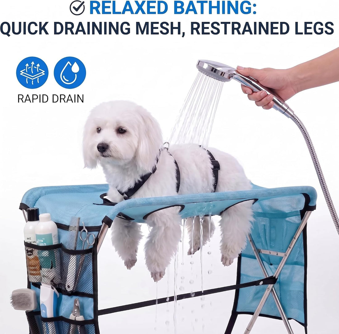 8-Hole Pet Grooming Bath Stand for Small Medium Dogs Cats