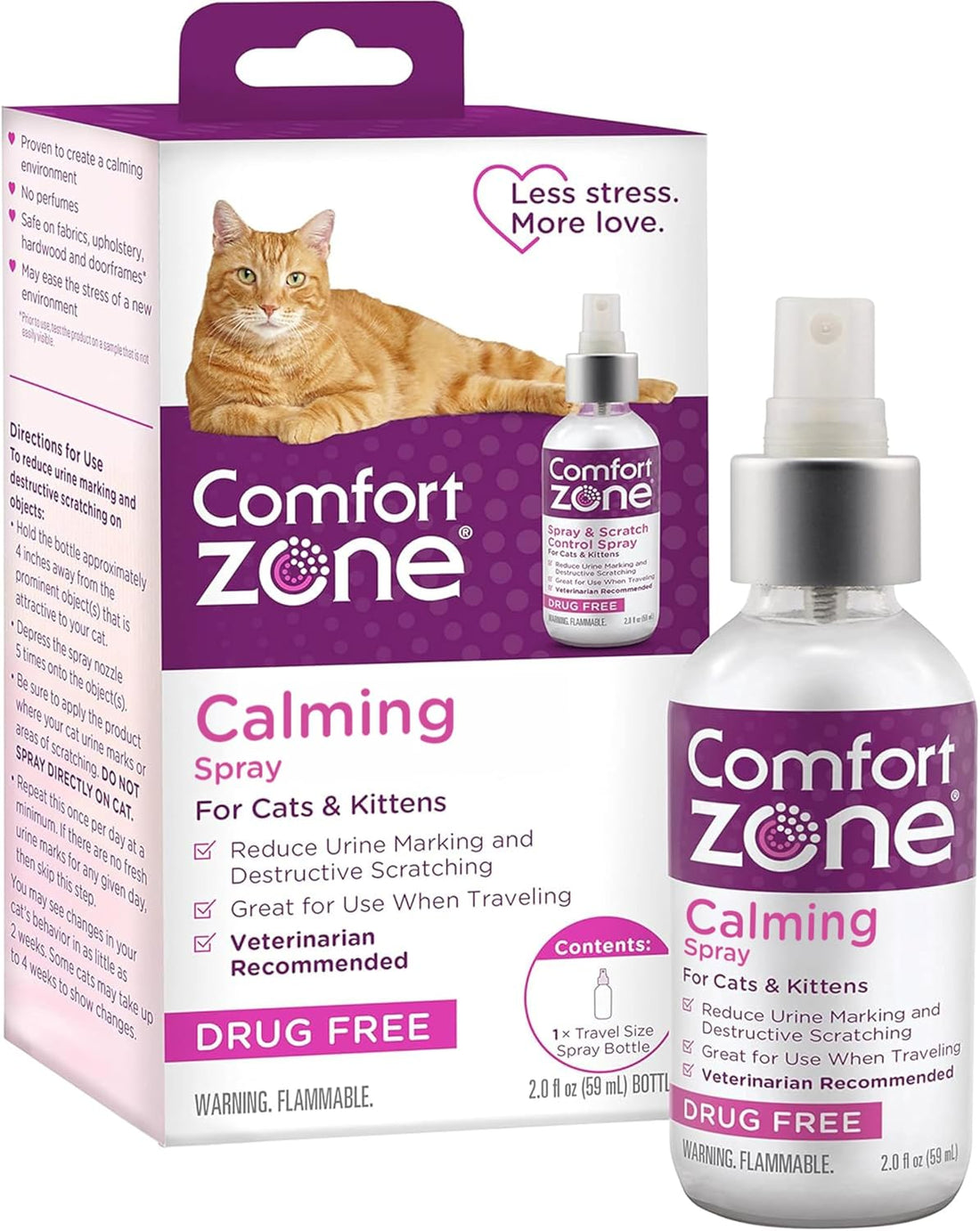 Comfort Zone Cat Calming Spray for Kittens & Cats, 59mL