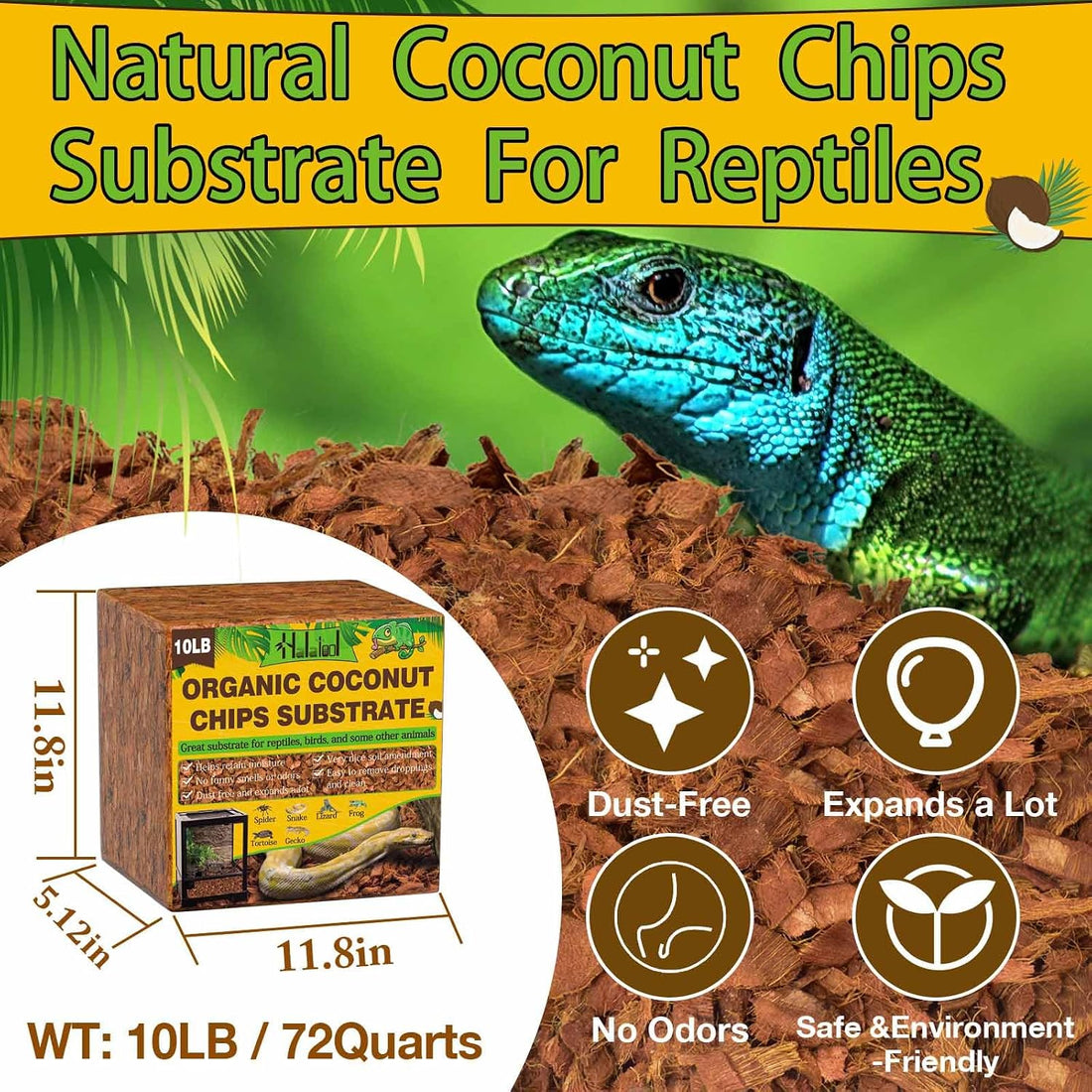 Halatool Organic 10LB Coconut Husk for Reptiles