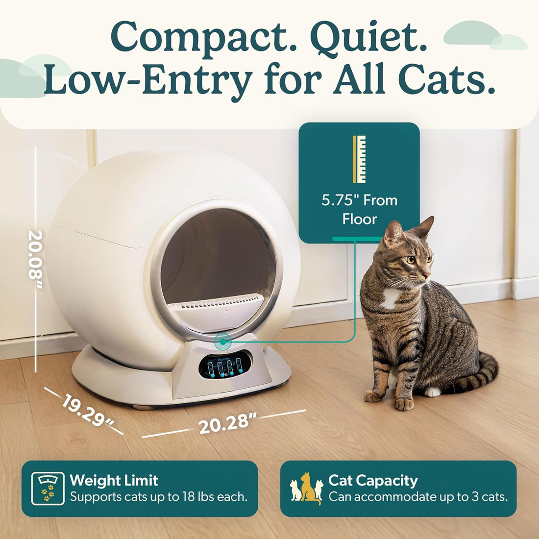 Petcove PurrTek Automatic Litter Box Self Cleaning 5GHz Wi-Fi