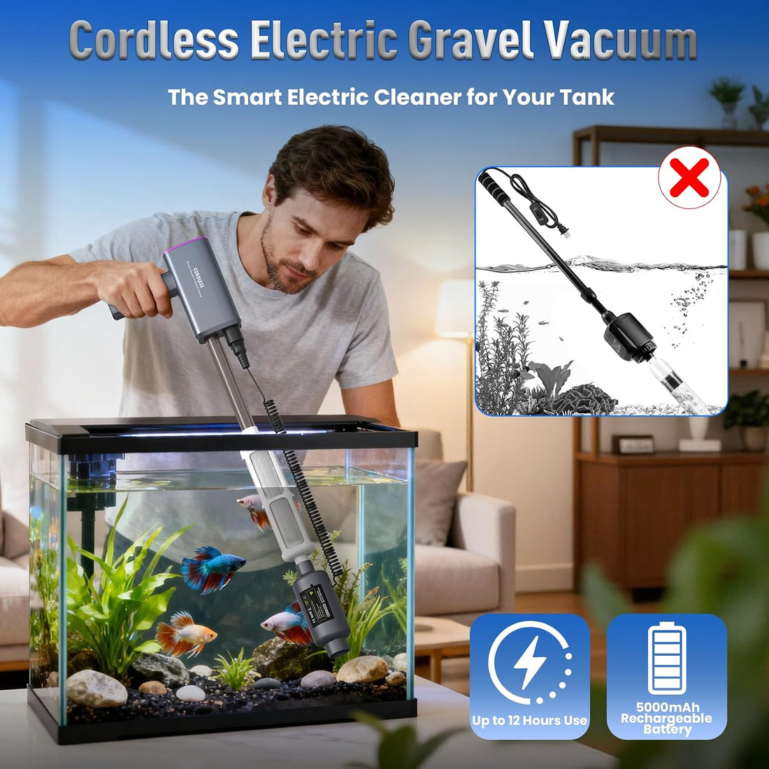 Cordless Aquarium Gravel Cleaner