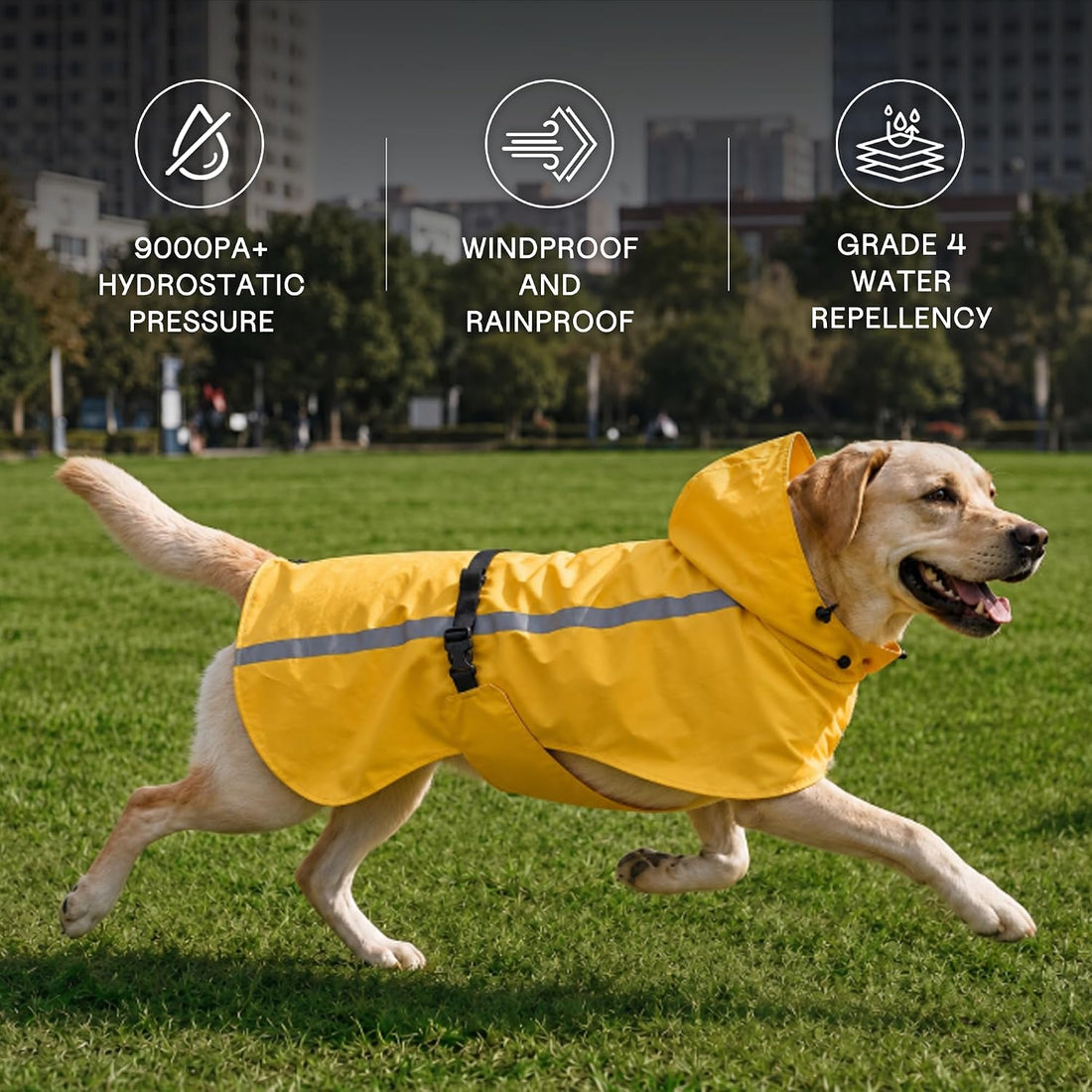 Stretch Fabric Dog Raincoat with Hood