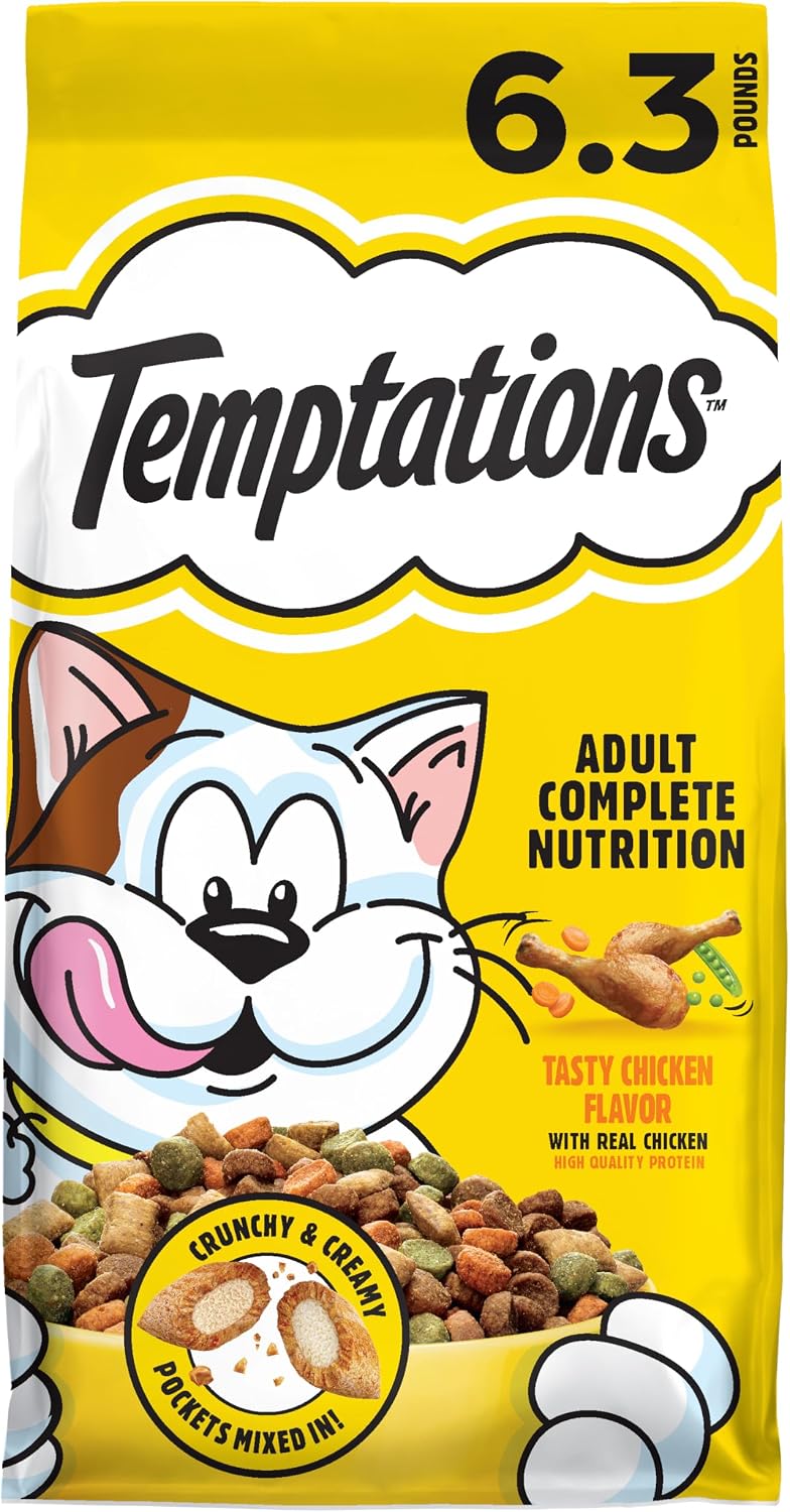 Temptations Adult Dry Cat Food, Tasty Chicken Flavor, 6.3 lb, 3 Pack