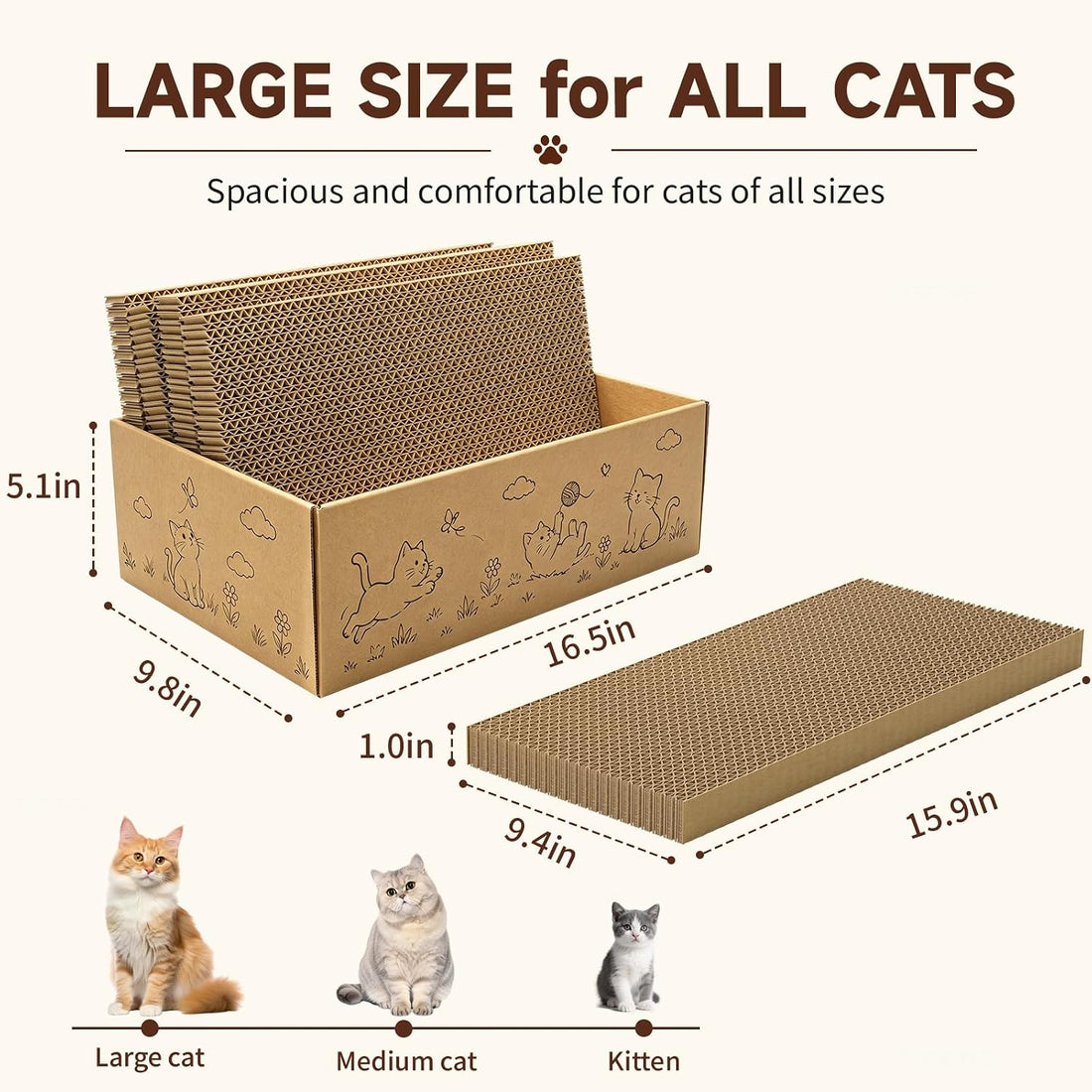 5-Pack Reversible Cat Scratcher,Cat Scratch Pad for Indoor Cats