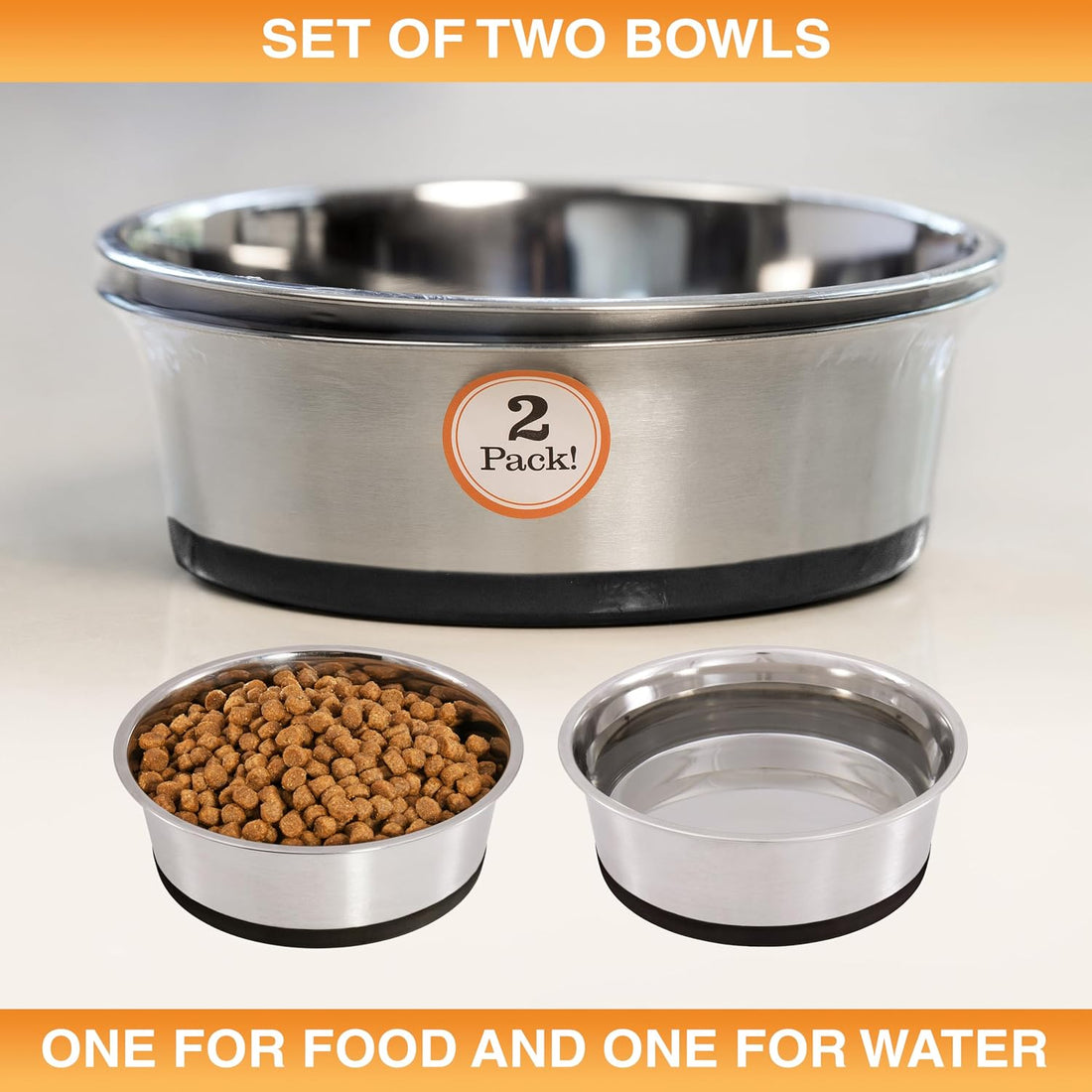 Neater Pet Brands Stainless Steel Dog Bowls with Non-Slip Rubber