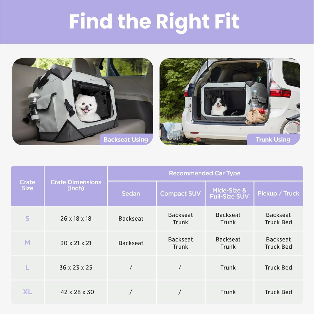 Lesure Collapsible Dog Crate - Portable Travel Kennel for Large Dog