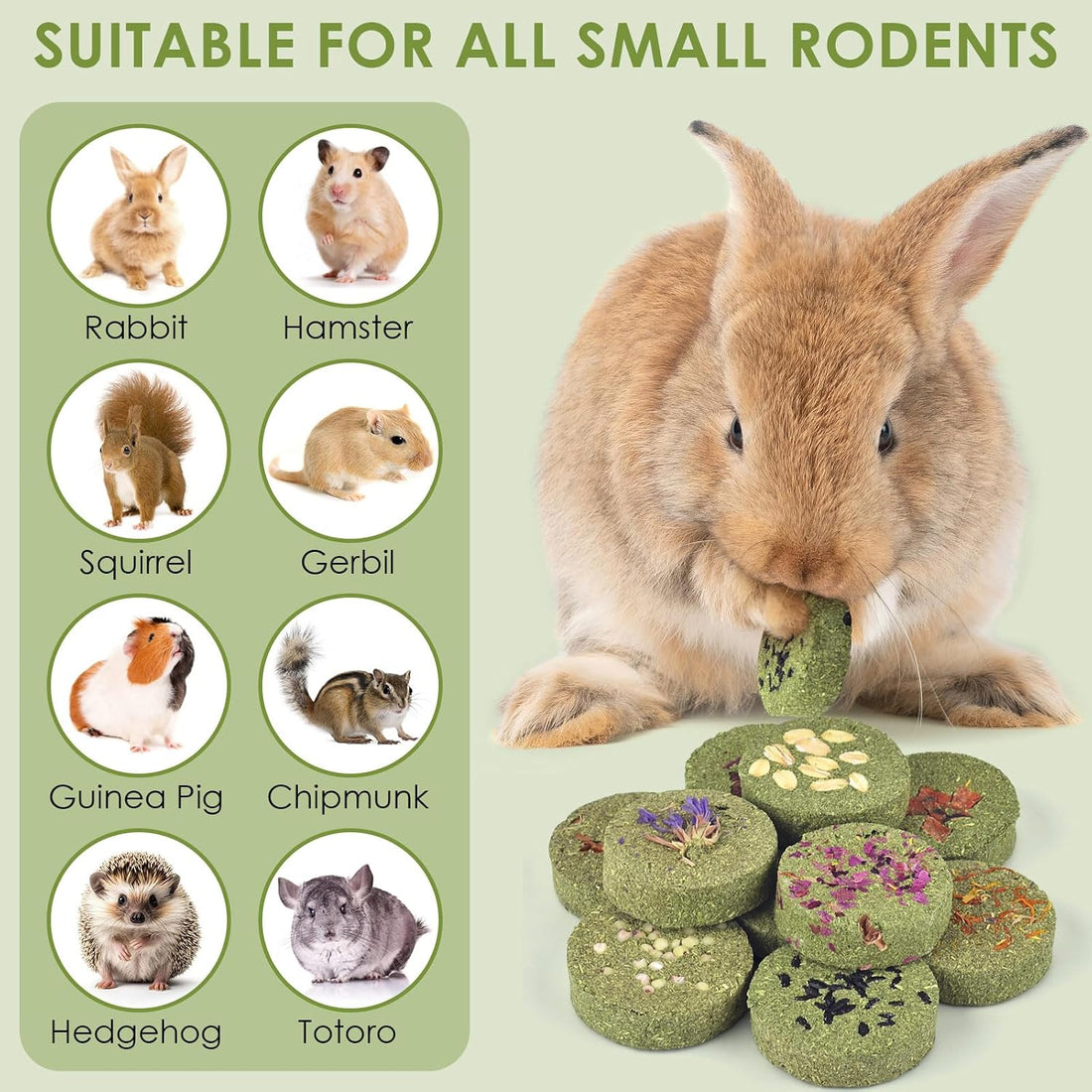 ERKOON Treats Rabbit Toys, 100% Edible Premium Timothy Hay Chew