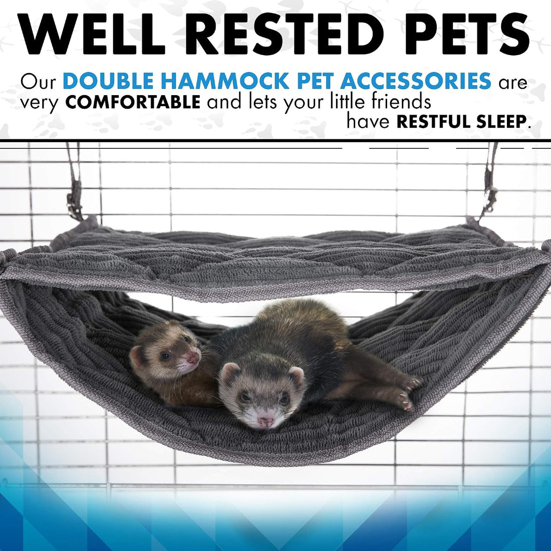 Ferret Hammock for Cage - Plush Double Bunk Bed Hanging Clips