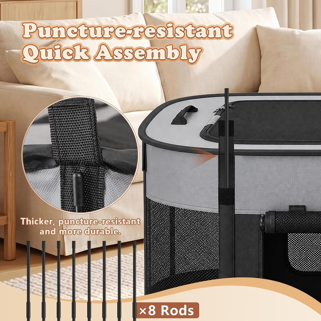 Portable Dog Cat Playpen, Foldable Dog Crate Kennel Tent for Puppy