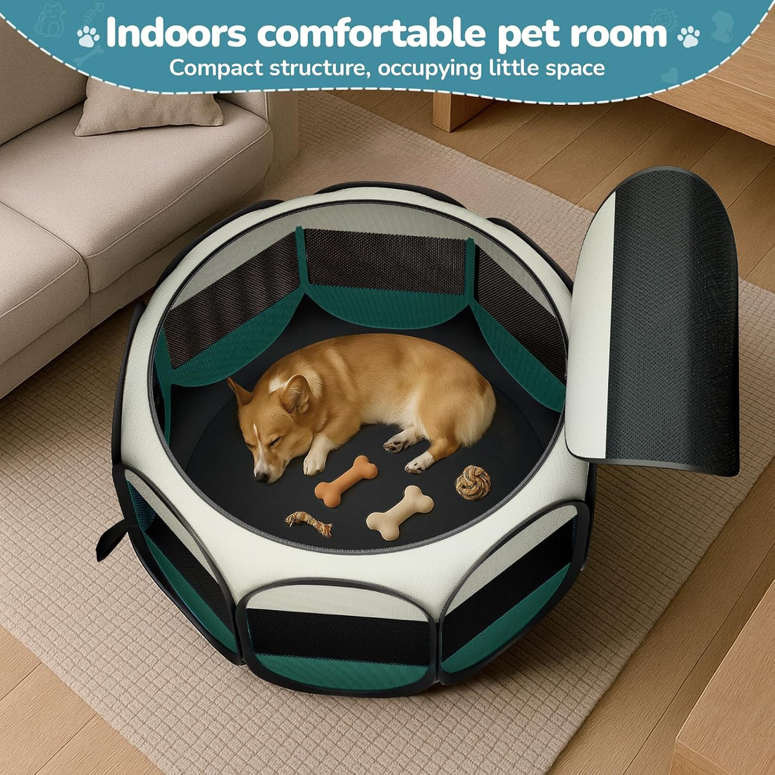 Portable Foldable Pet Playpen for Cats with Carrying Case