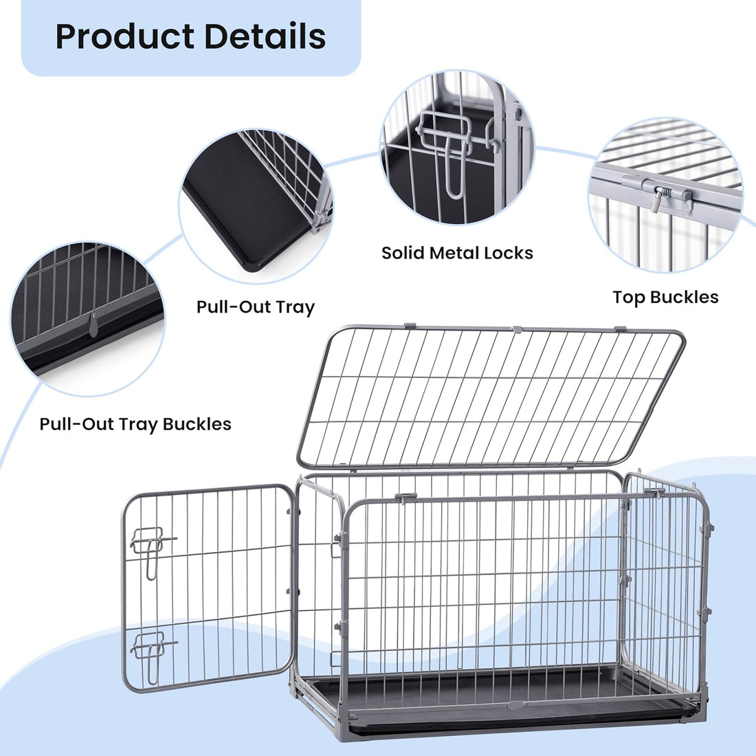 ZOMISIA Collapsible Dog Crate for Medium Dogs