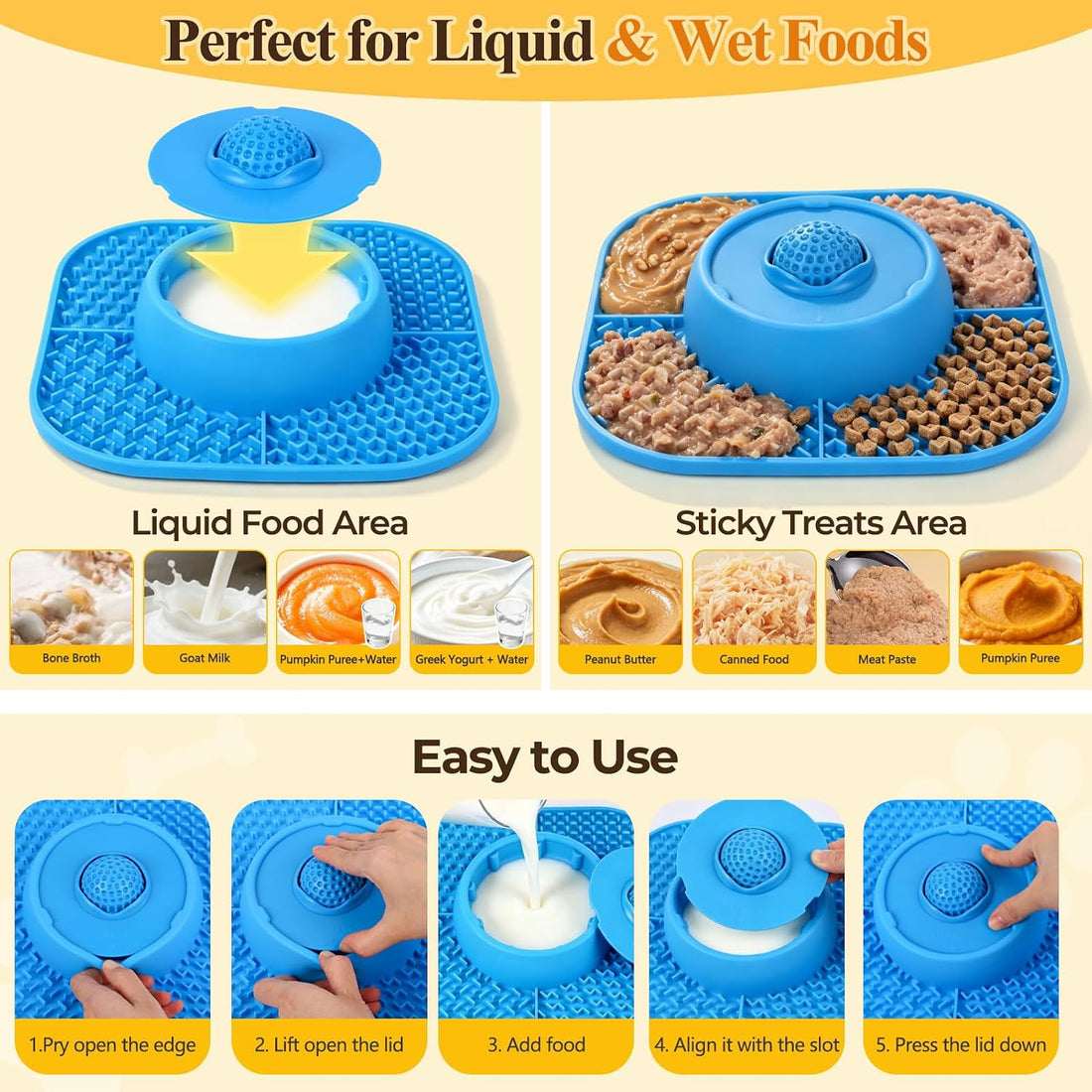 Slow Feeder Dog Bowls 3-in-1 & Lick Mat & Anti-Choking Rolling Ball
