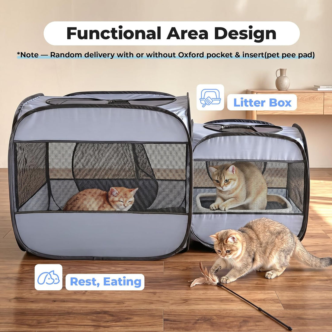 2-in-1 Dog Playpen Portable Cat Playpen, Non-Separable, No Assembly
