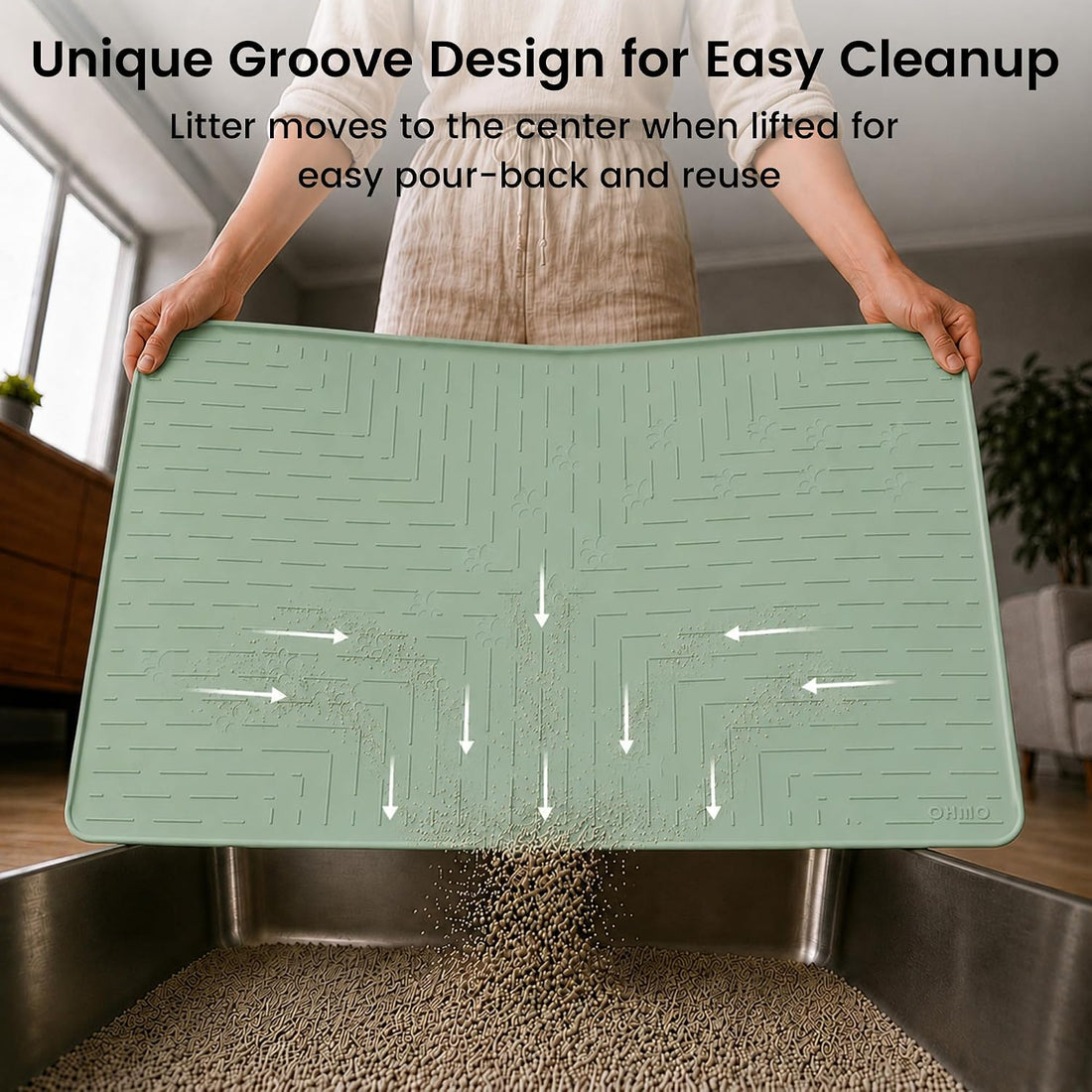 OHMO Cat Litter Mat Large Trapping Mat Premium Silicone Rubber