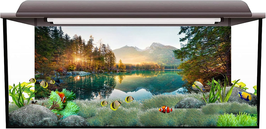 48x20 inches Nature Aquarium Backdrop River Mountain Fish Tank