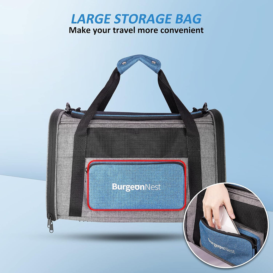 BurgeonNest Cat Carrier for Large Cats 20 lbs,Medium Pet Under 20